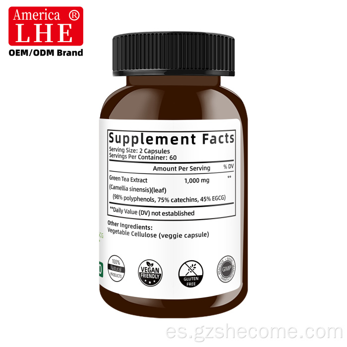 Shecome Extracto de Té Verde Cápsulas Fuerza Energía Natural